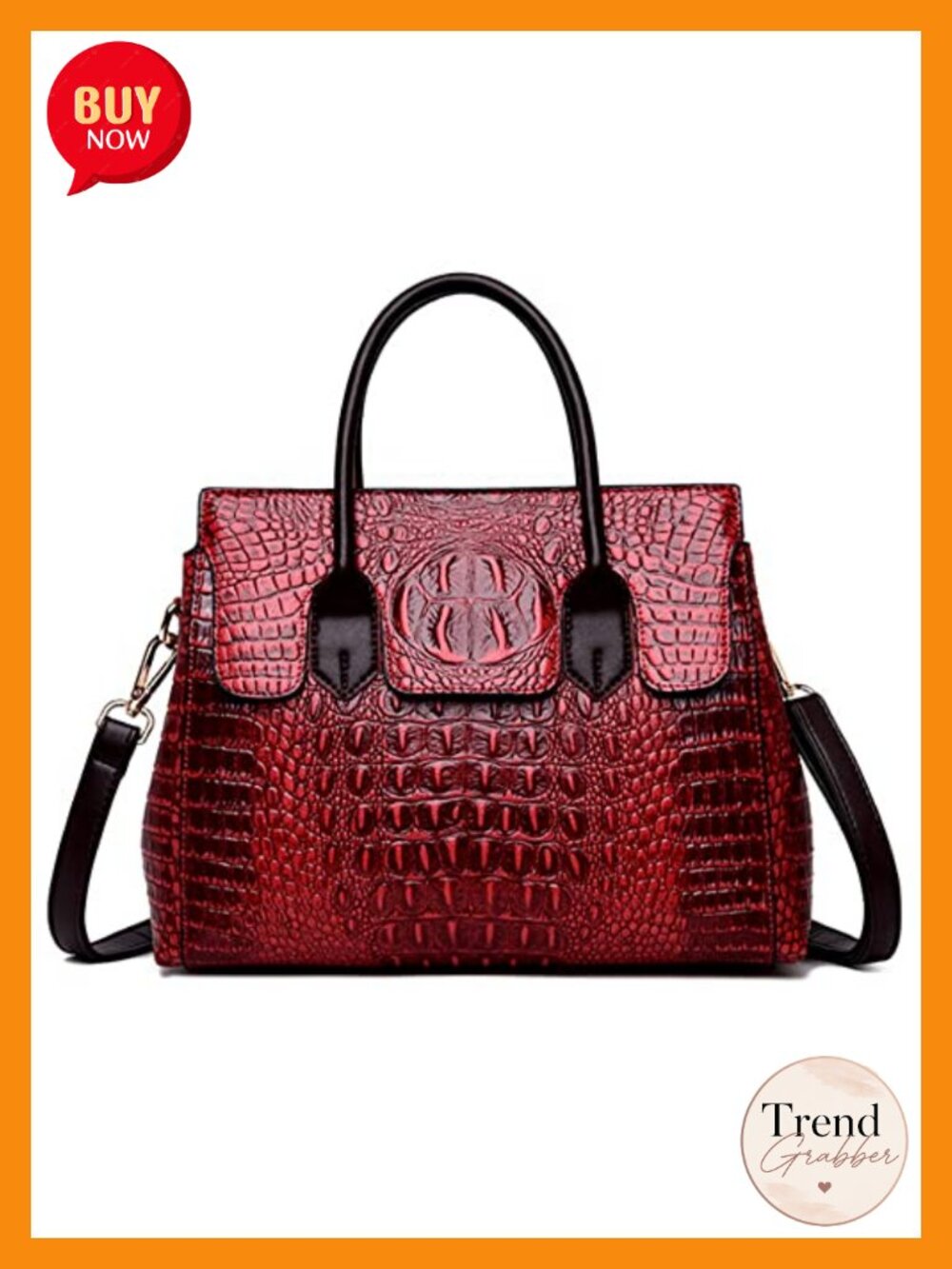 Embossed Crocodile Pattern PU Leather Top-Handle Satchel Purse for Women